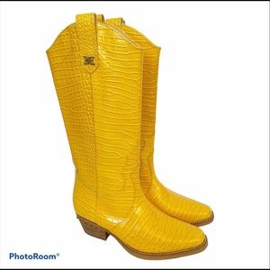 Sam Edelman Oakland Croc Yellow Western Boots 6